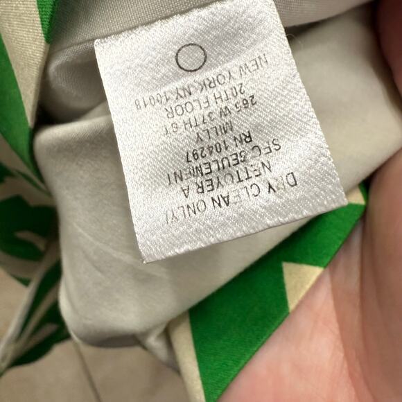 Milly Women's Sheath Dress Green Tan Geometric Vintage Look Size 4 - Picture 6 of 8